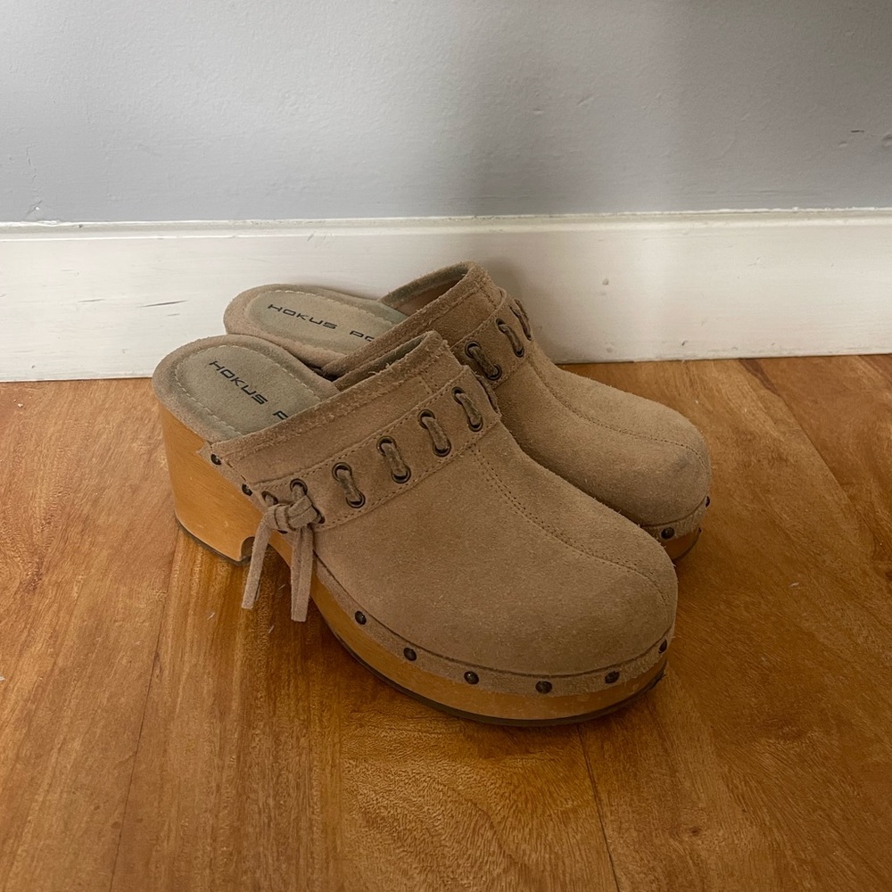 Wooden Suede Clogs